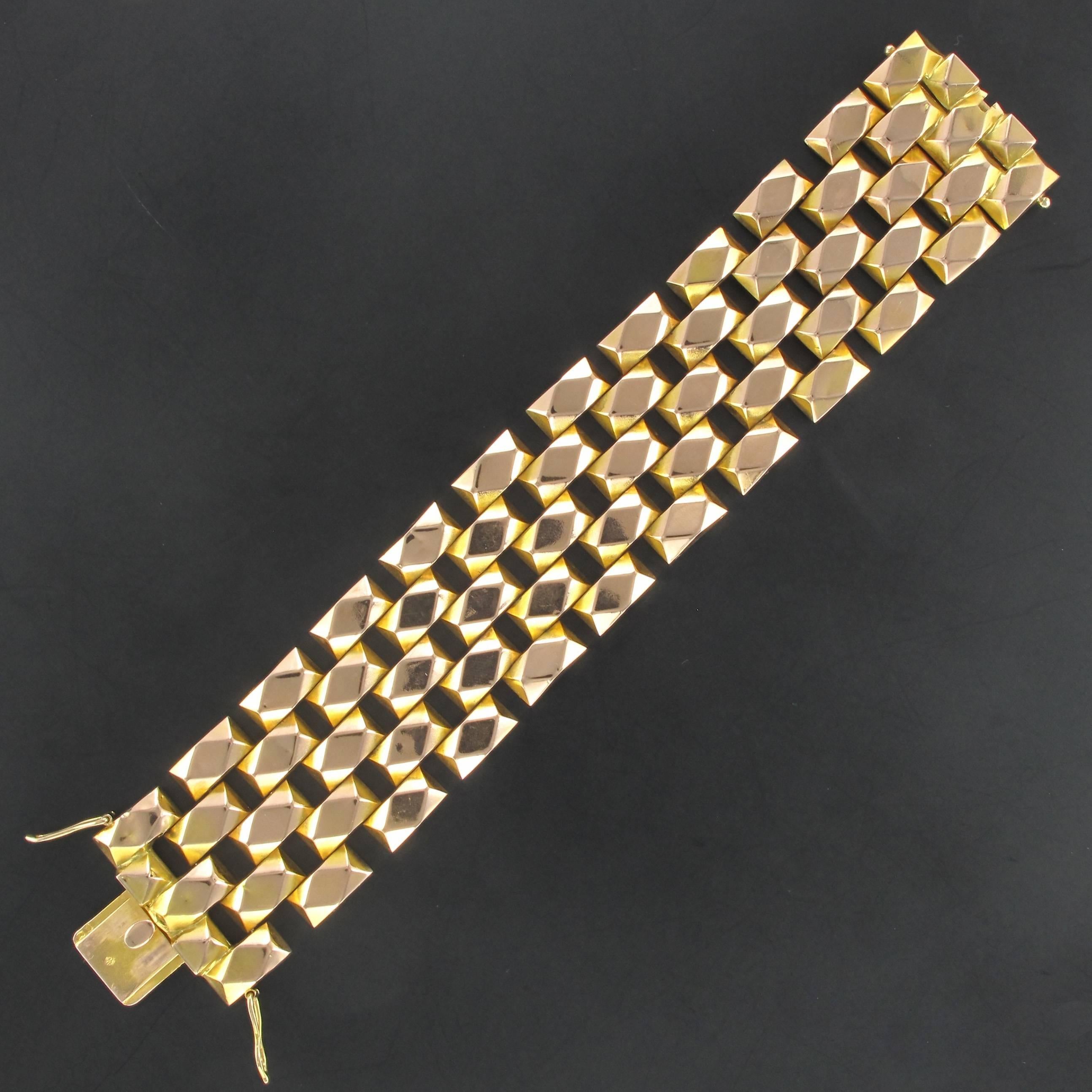 Women's 1950s French Geometric Rose Gold Retro Bracelet