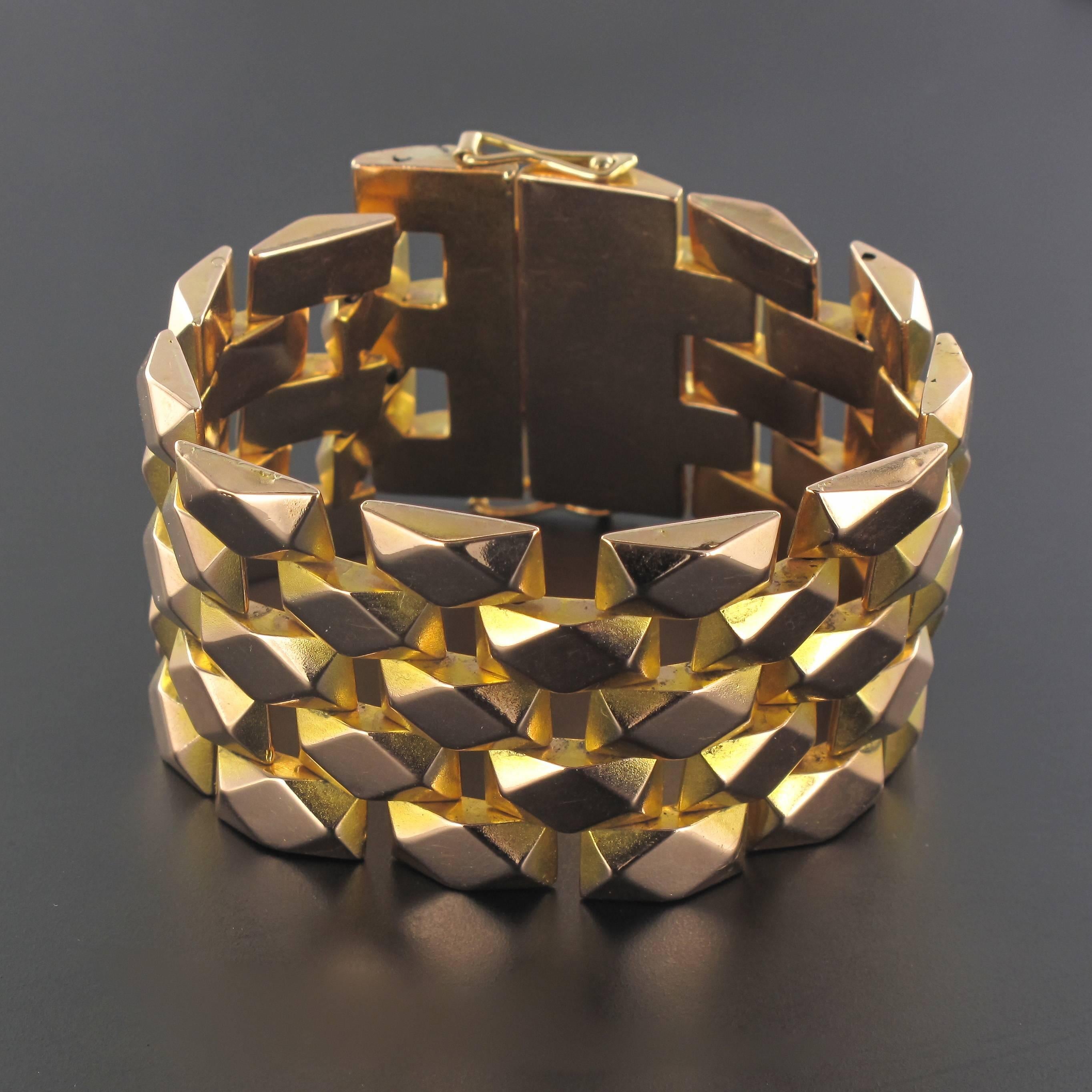 1950s French Geometric Rose Gold Retro Bracelet 1