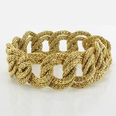 1960s French Wide Gold Braid Link Bracelet