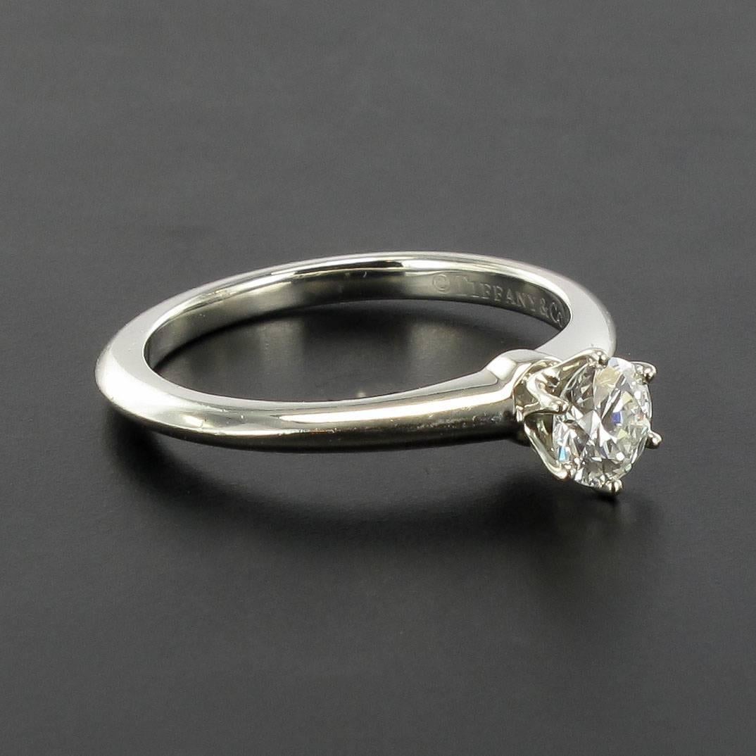 Tiffany 0.45 carat F.VVS2 Diamond Certified Platinium Solitaire Ring In New Condition In Poitiers, FR