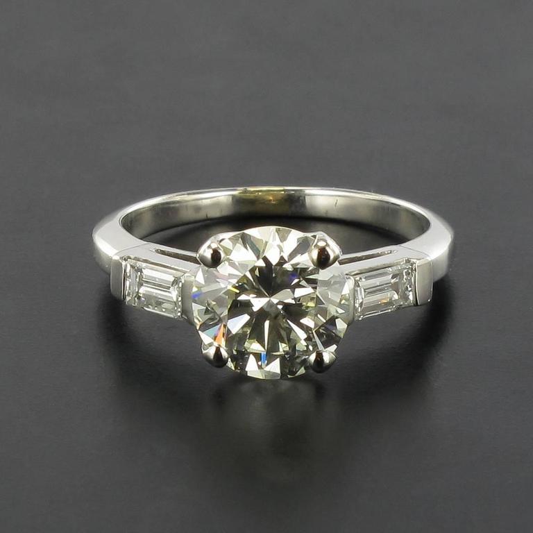 2 Carat Brillant Cut Diamond and Baguette Diamond Ring at 1stDibs | 2 ...
