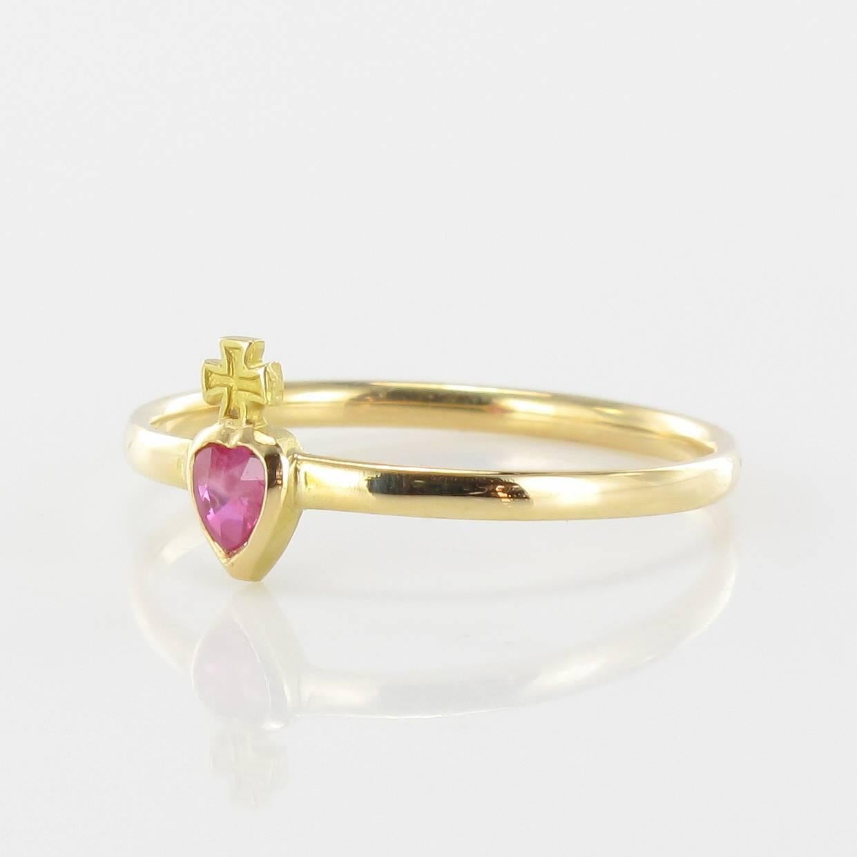 French Art Nouveau Yellow gold and Ruby 