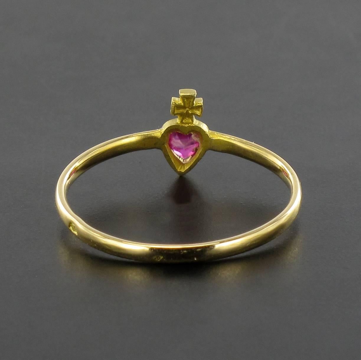 Women's French Art Nouveau Yellow gold and Ruby 