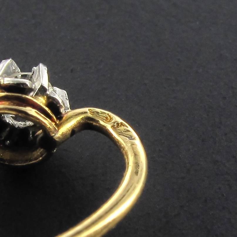 French 19th Century Diamond Gold Drop Earrings 2