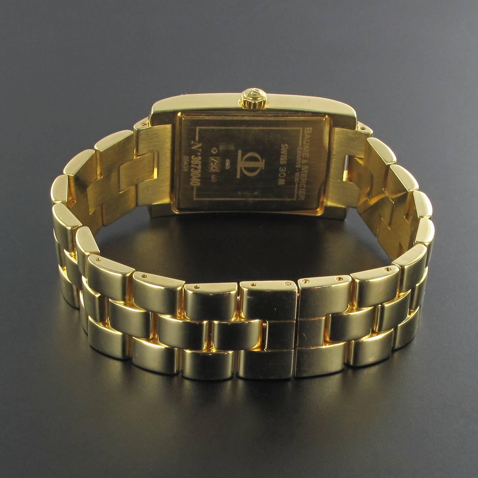 Modern Baume & Mercier Ladies Yellow Gold Diamond Hampton Quartz Wristwatch