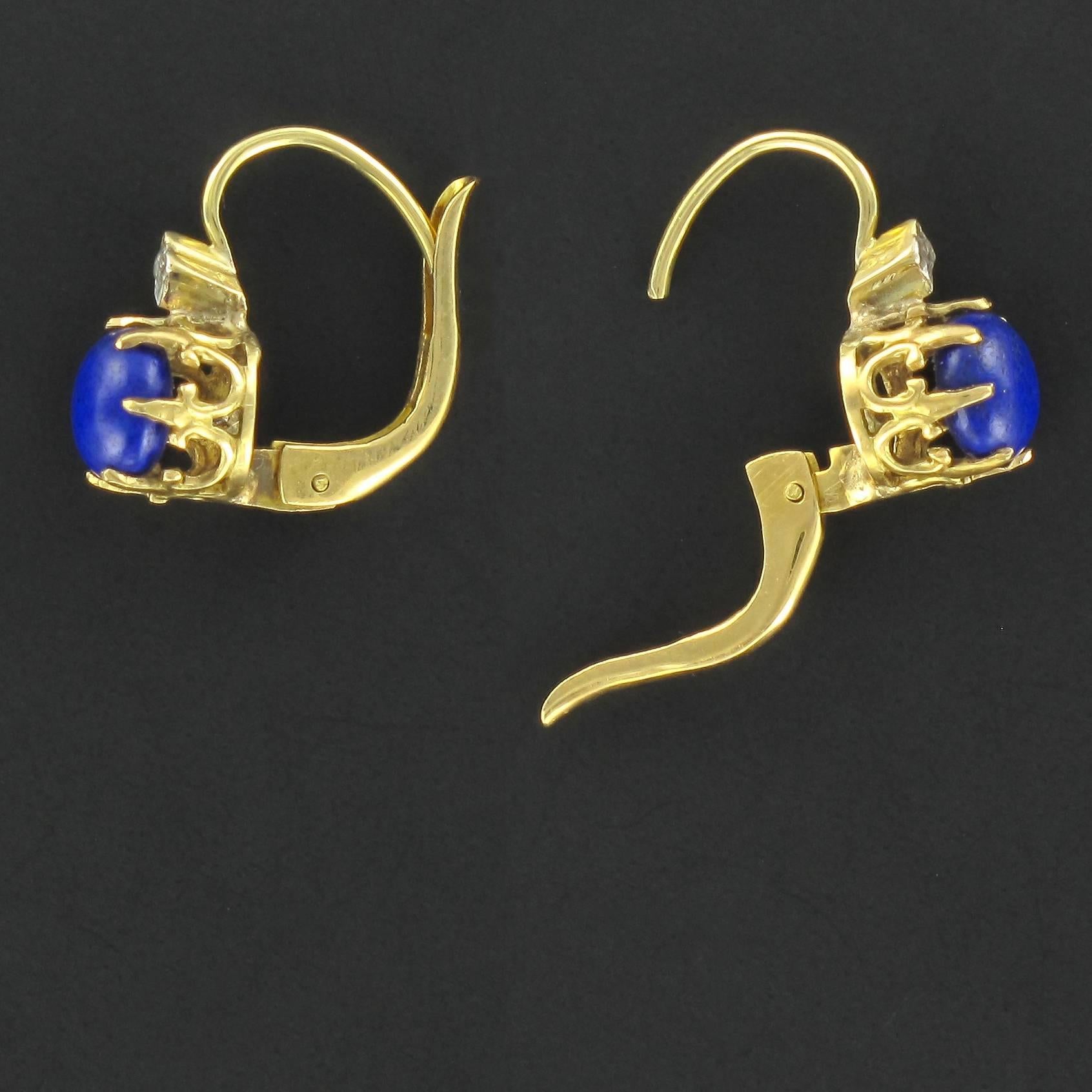 French 19th Century Lapis Lazuli Drop Earrings In New Condition In Poitiers, FR