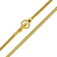 French 19th Century Gold Chain Necklace with Serpent Slide