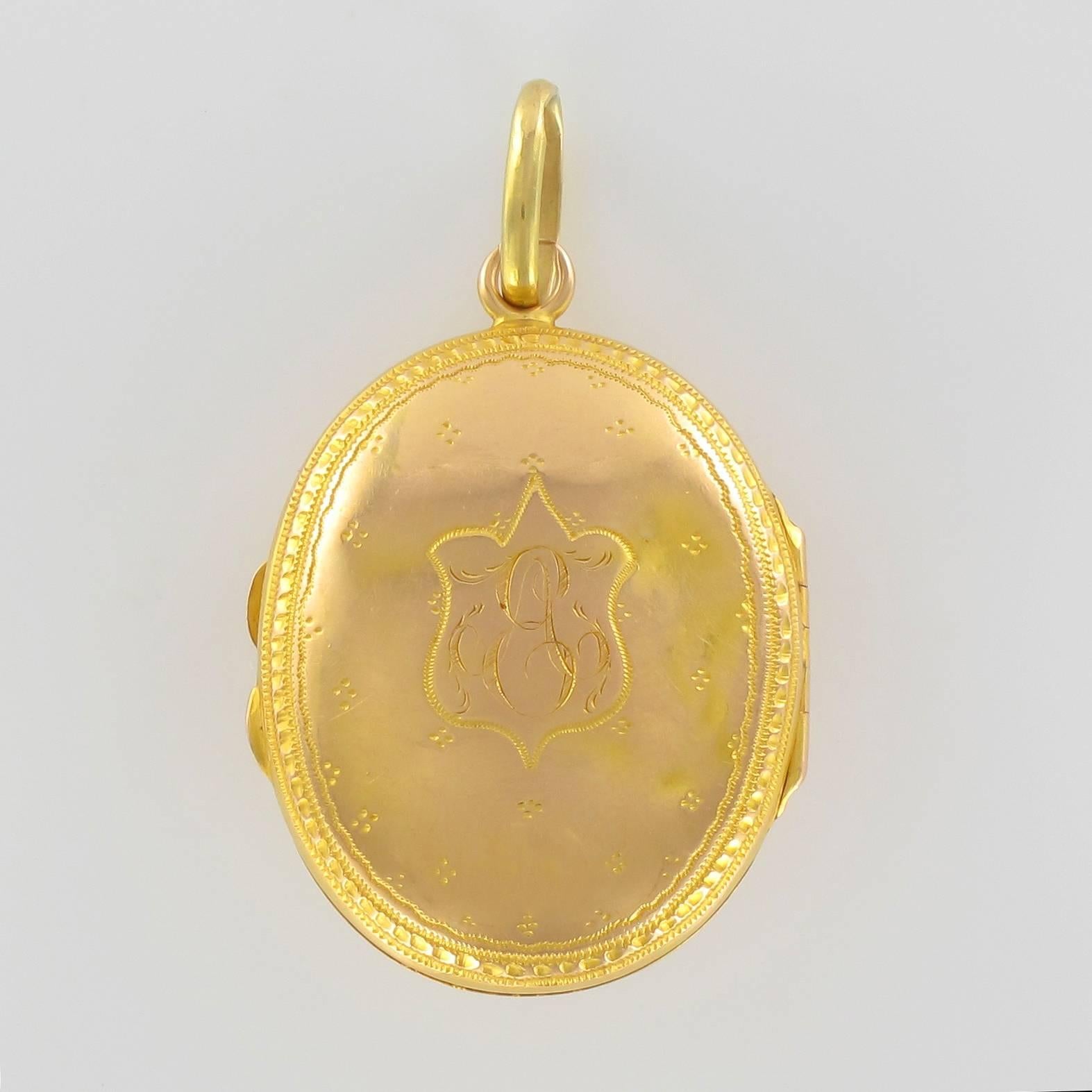 19th Century Sapphire and Natural Pearl Oval Gold Locket Pendant 1