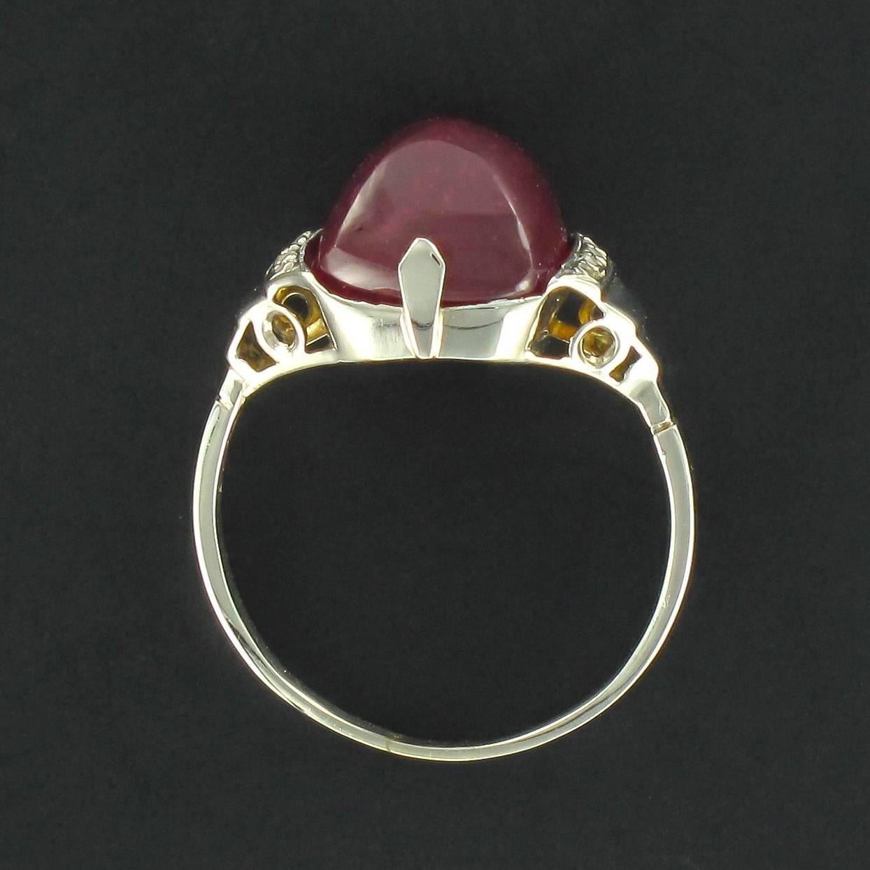 Women's French Art Deco 8.93 Carat Ruby and Diamond Ring