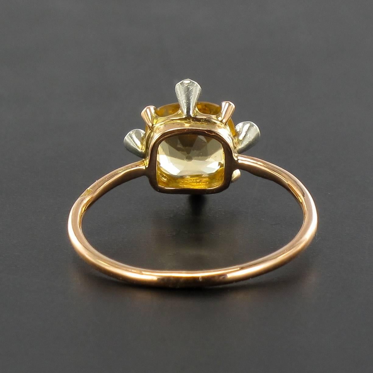 Women's Antique Topaz Rose Cut Diamond Gold Ring