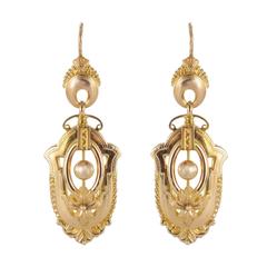 Napoleon III French 18 Carat Rose Gold Dangle Earrings
