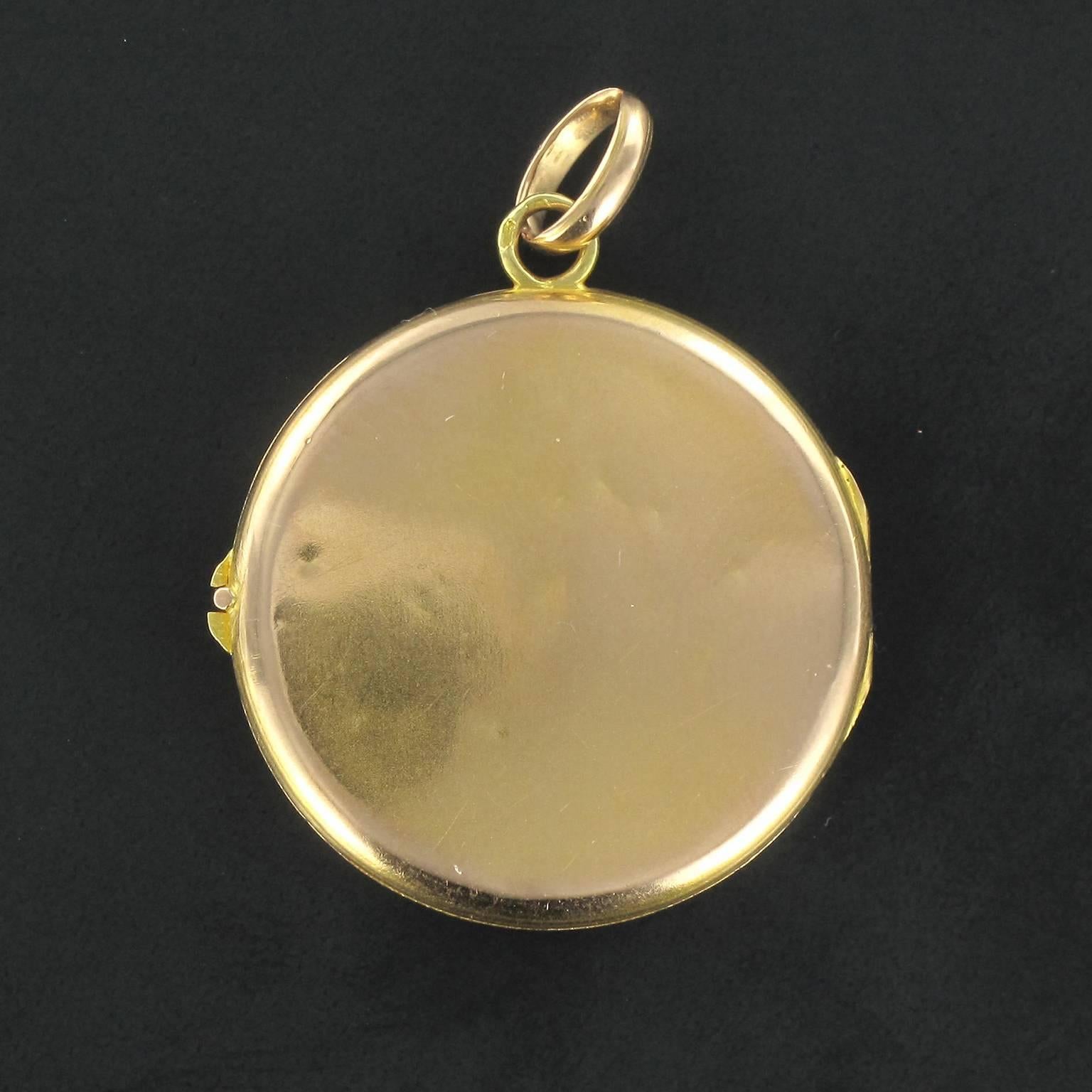 Women's Round Antique  Diamond Gold Medallion