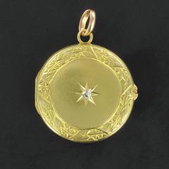 Round Antique  Diamond Gold Medallion