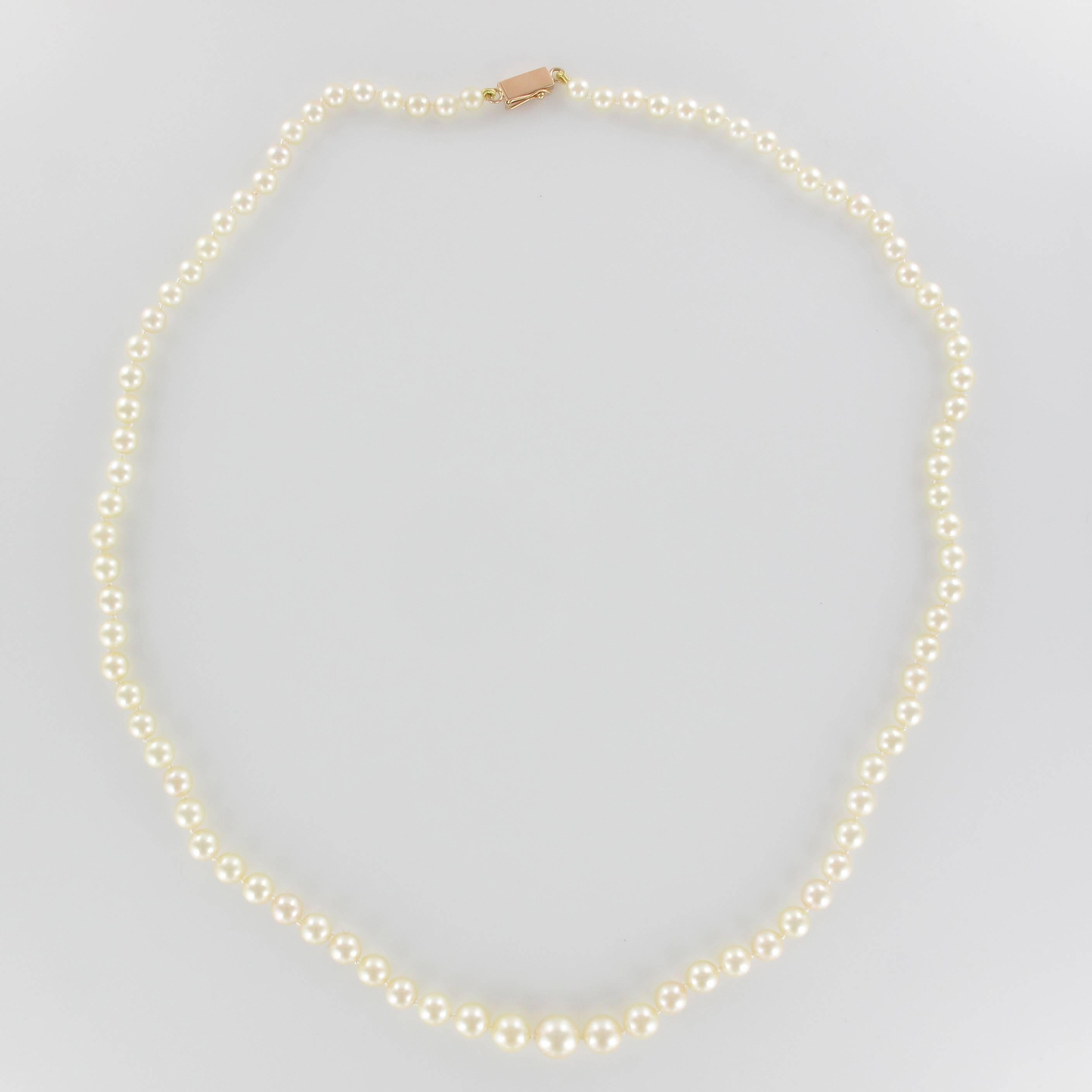 Retro 1950s Japanese Cultured Round Pearl Necklace
