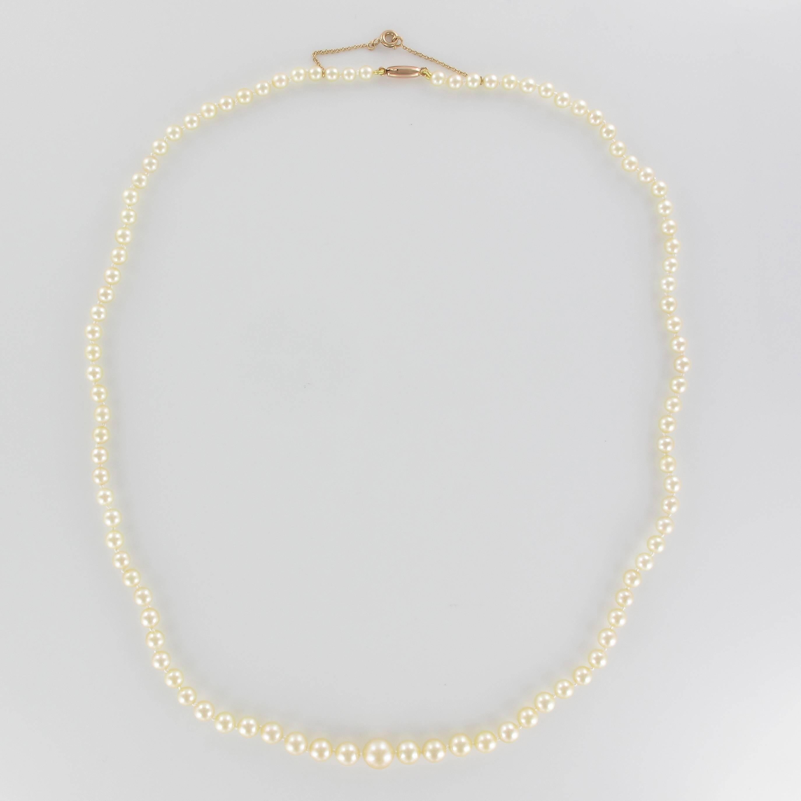 1950s cultured round white pearl necklace