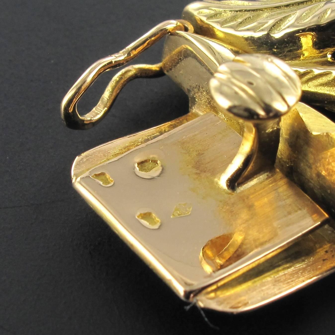 French 1950s Retro Gold Leaf Design Bracelet 5