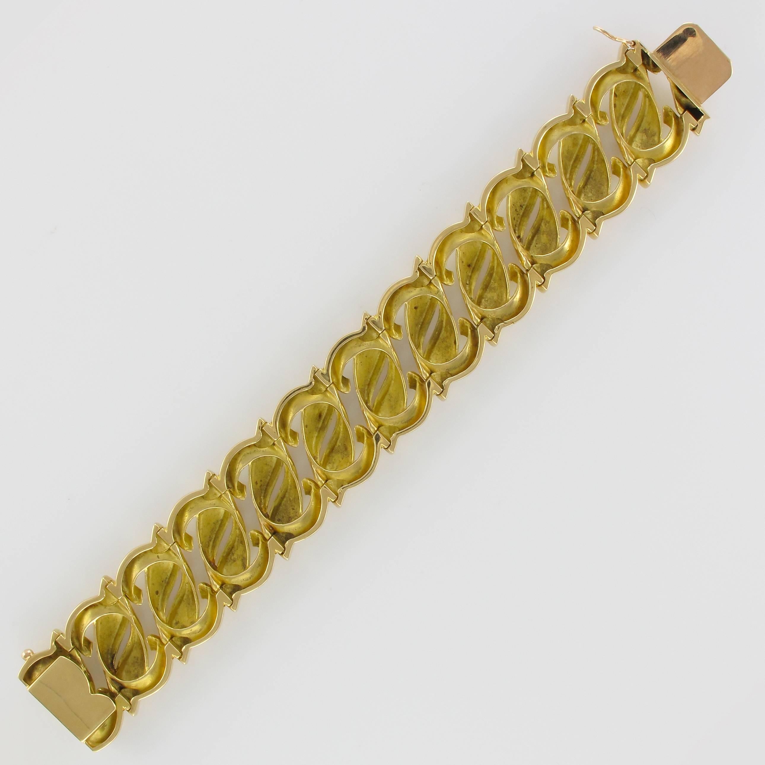 French 1950s Retro Gold Leaf Design Bracelet 3
