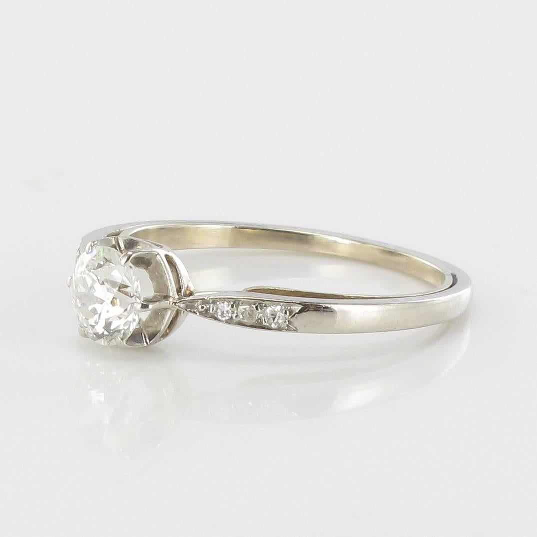 French 1930s Platinium Diamond Solitaire Ring In New Condition In Poitiers, FR
