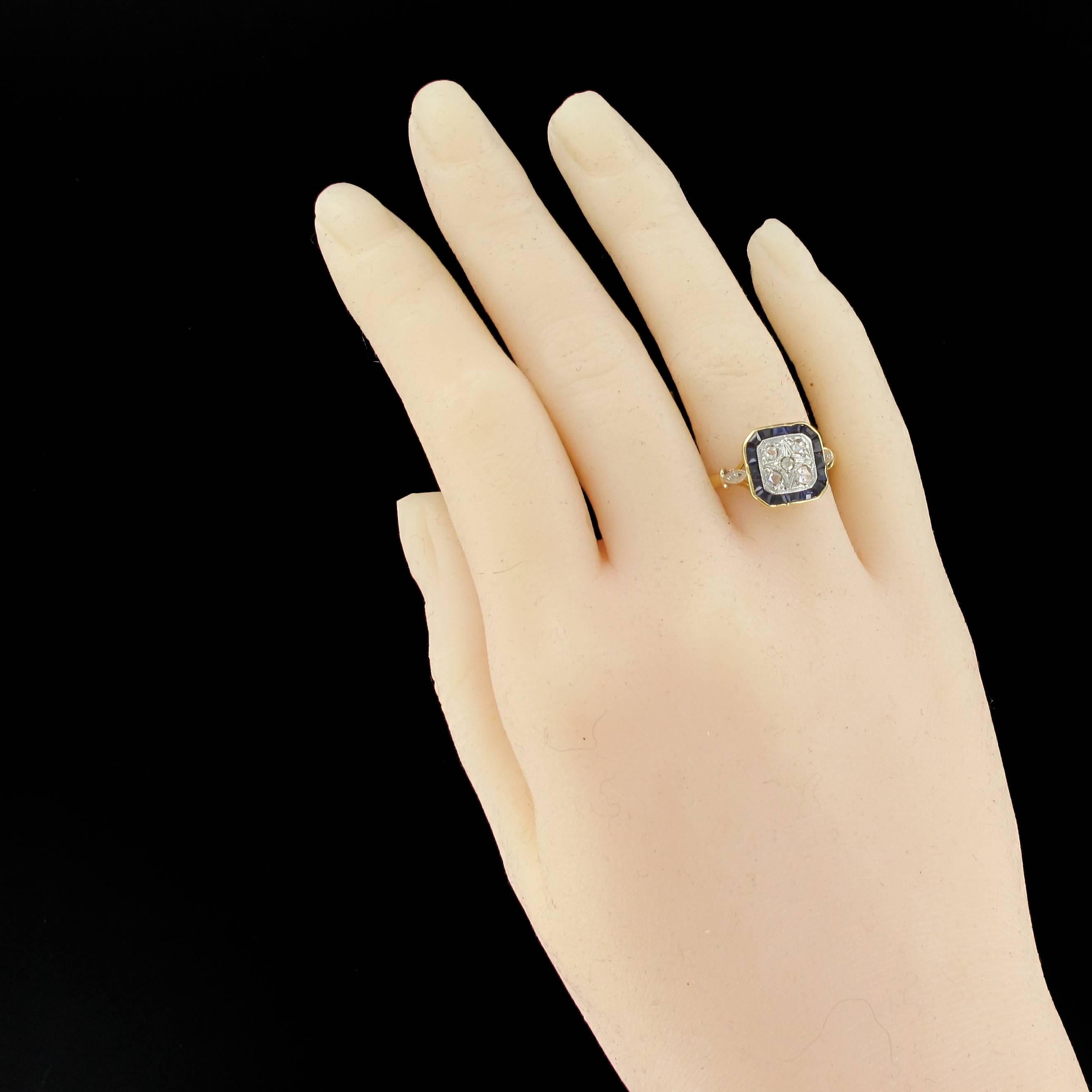 French Art Deco Diamond Antique Ring In Good Condition In Poitiers, FR