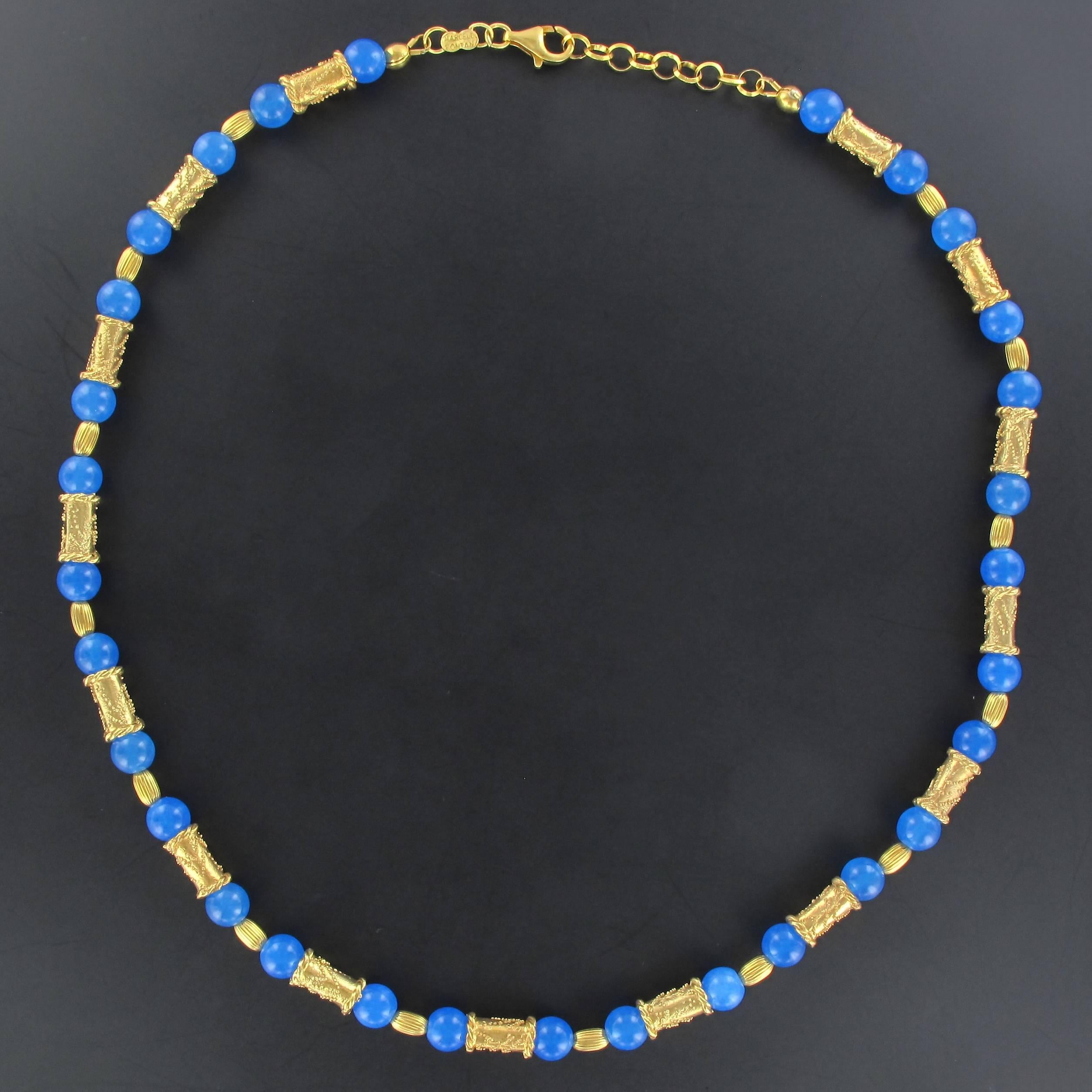 Etruscan Revival Marcello Fontana Etruscan Style Vermeil Silver Yellow Gold Necklace