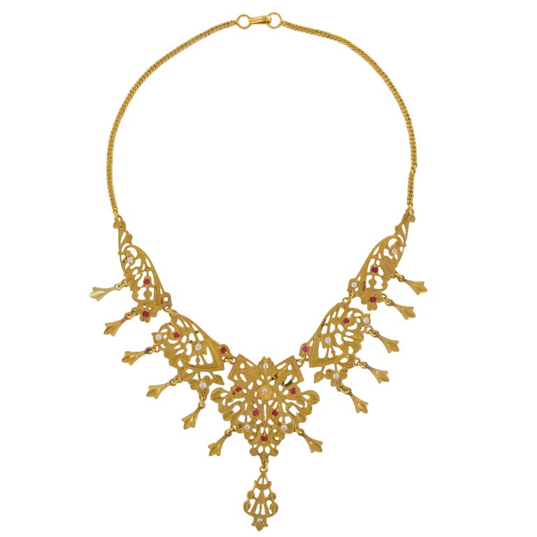 1970s Oriental Yellow Gold Necklace at 1stDibs | oriental necklace