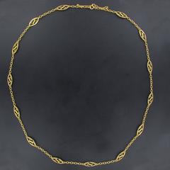 collier à chaîne filigrane en or jaune 18 carats de style français 1900