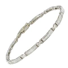 3 Carat Brilliant and Baguette Cut Diamond White Gold Bracelet 8