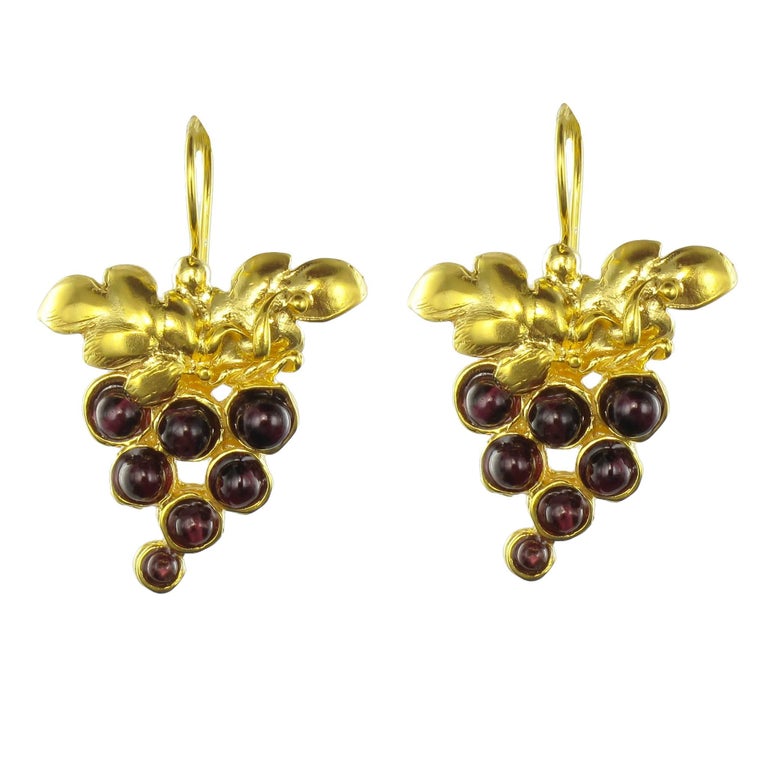 Italian Vermeil Grapes Drop Earrings at 1stDibs