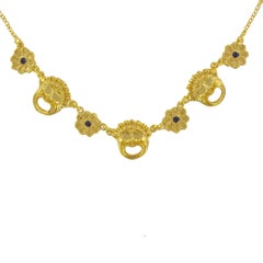 Italian Flower Crystal and Mask Vermeil Necklace