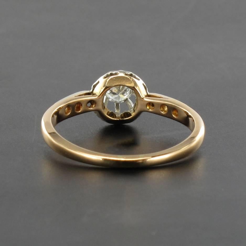 Napoleon III French 19th Century Diamond Rose Gold Solitaire Engagement Ring