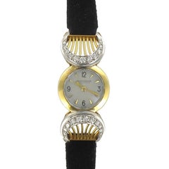 Jaeger LeCoultre Ladies Yellow Gold Diamond Retro Wristwatch, 1950s