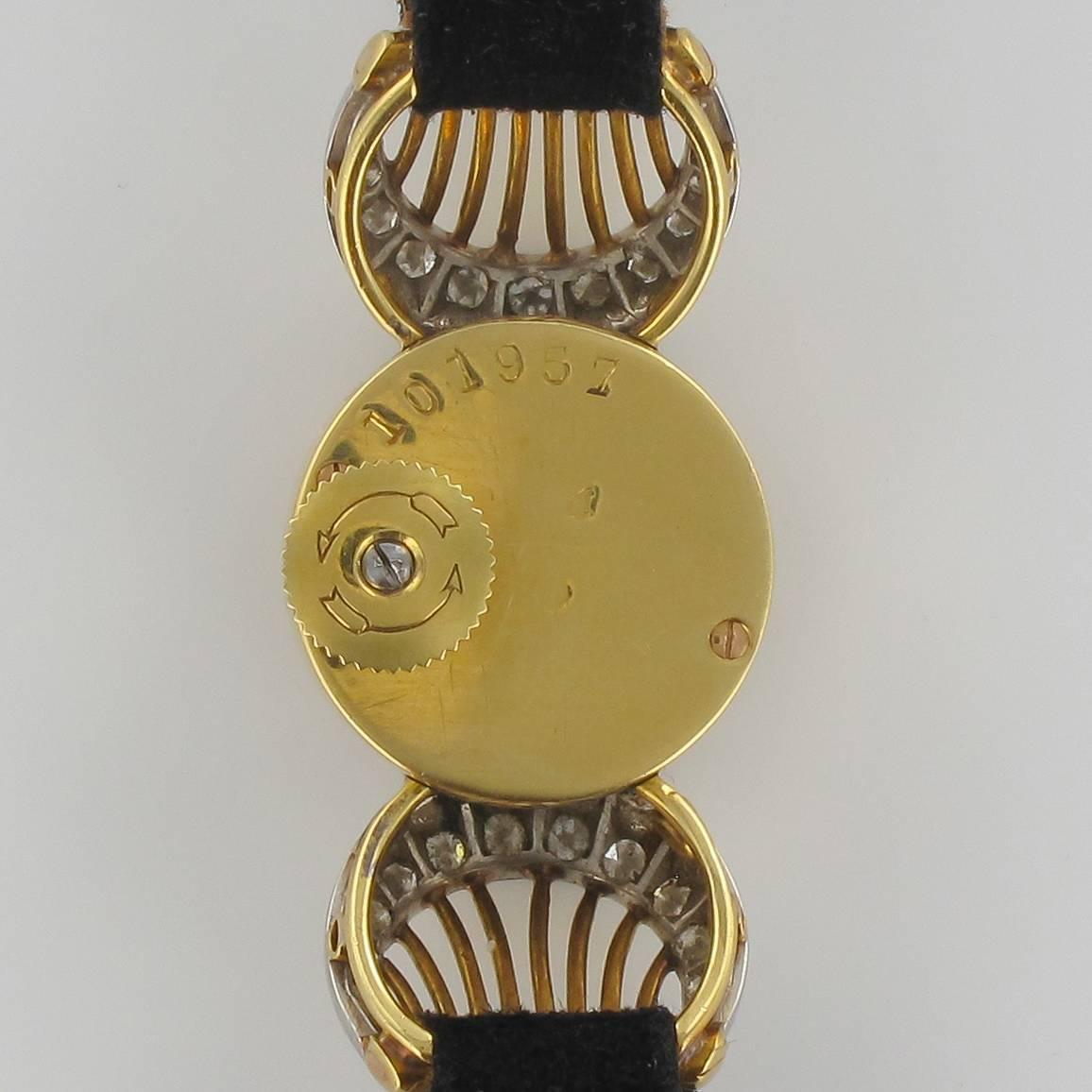 Jaeger LeCoultre Ladies Yellow Gold Diamond Retro Wristwatch, 1950s 3