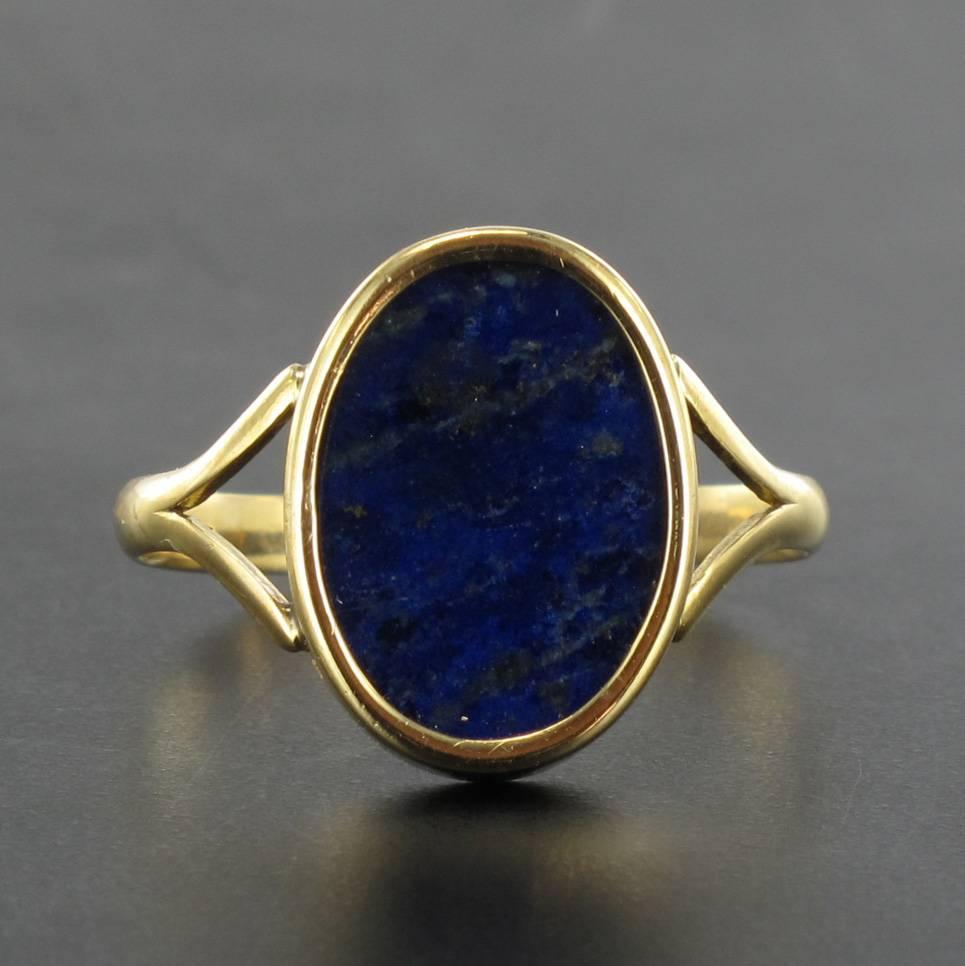 Women's 1900s 18 Carat Gold Natural Lapis Lazuli Ring