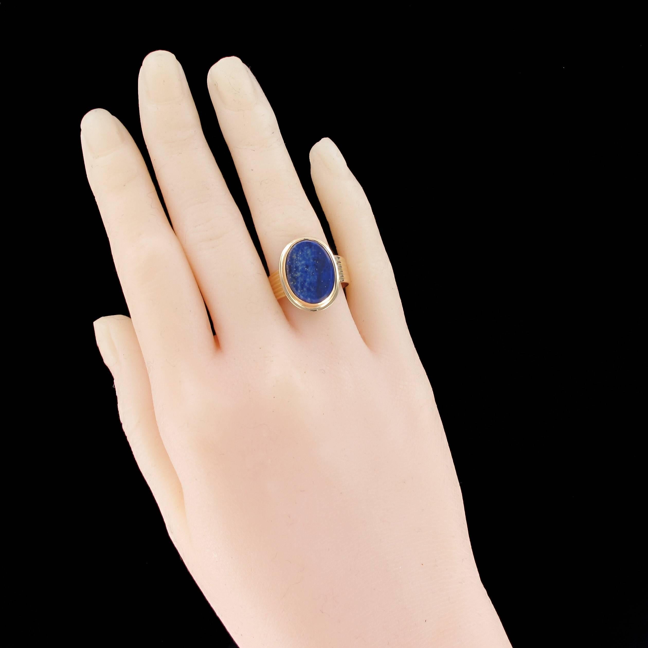 Napoleon III 19th Century Unisex Gold Natural Lapis Lazuli Ring