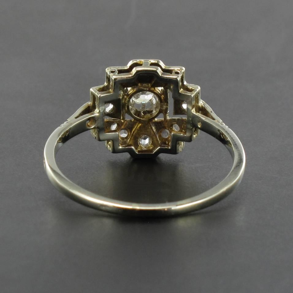 Women's Art Deco Platinum and White Gold Diamond Ring