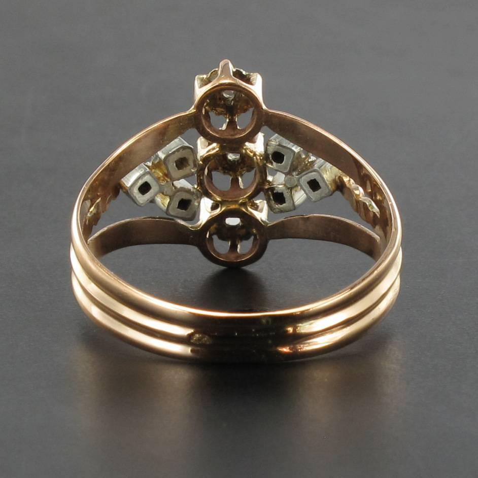 Women's French Napoleon III 18 Carat Rose Gold Diamond Ring