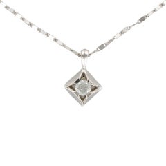Modern 18 Karats White Gold Solitaire 0.16 Carat Diamond Pendant Necklace
