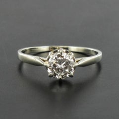 French Art Deco 0.60 Carat 18 Carat White Gold Solitaire Engagement Ring