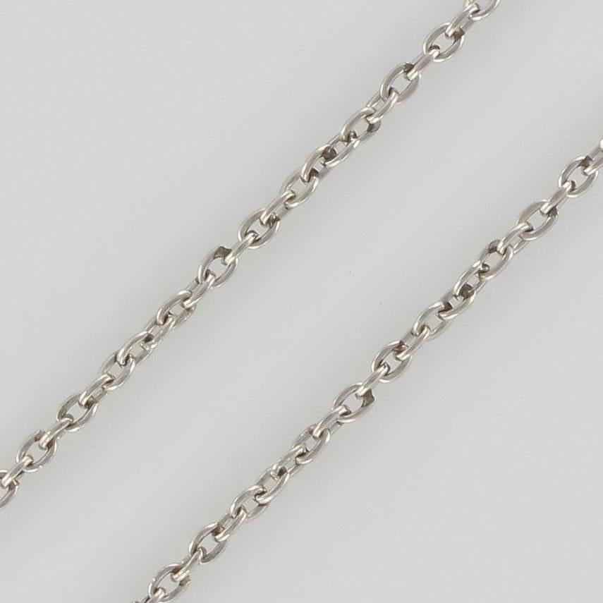 French Belle Époque 2.06 Carat Diamond Pendant Chain Neglige Necklace 15