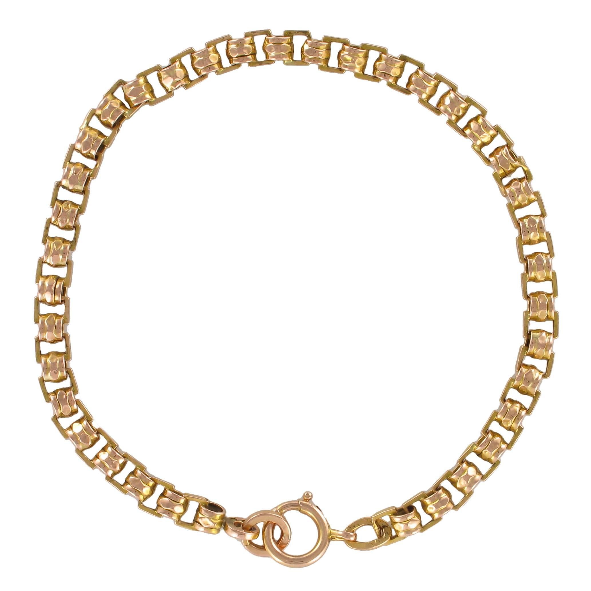 French 19th Century 18 Carat Rose Gold Chain Bracelet