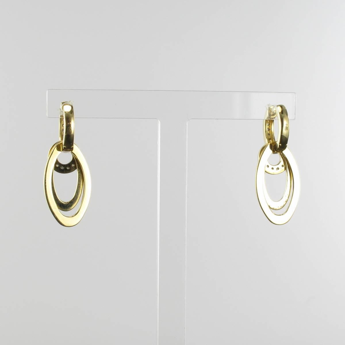 Women's Modern 18 Carat Gold and Diamond Dangle Earrings