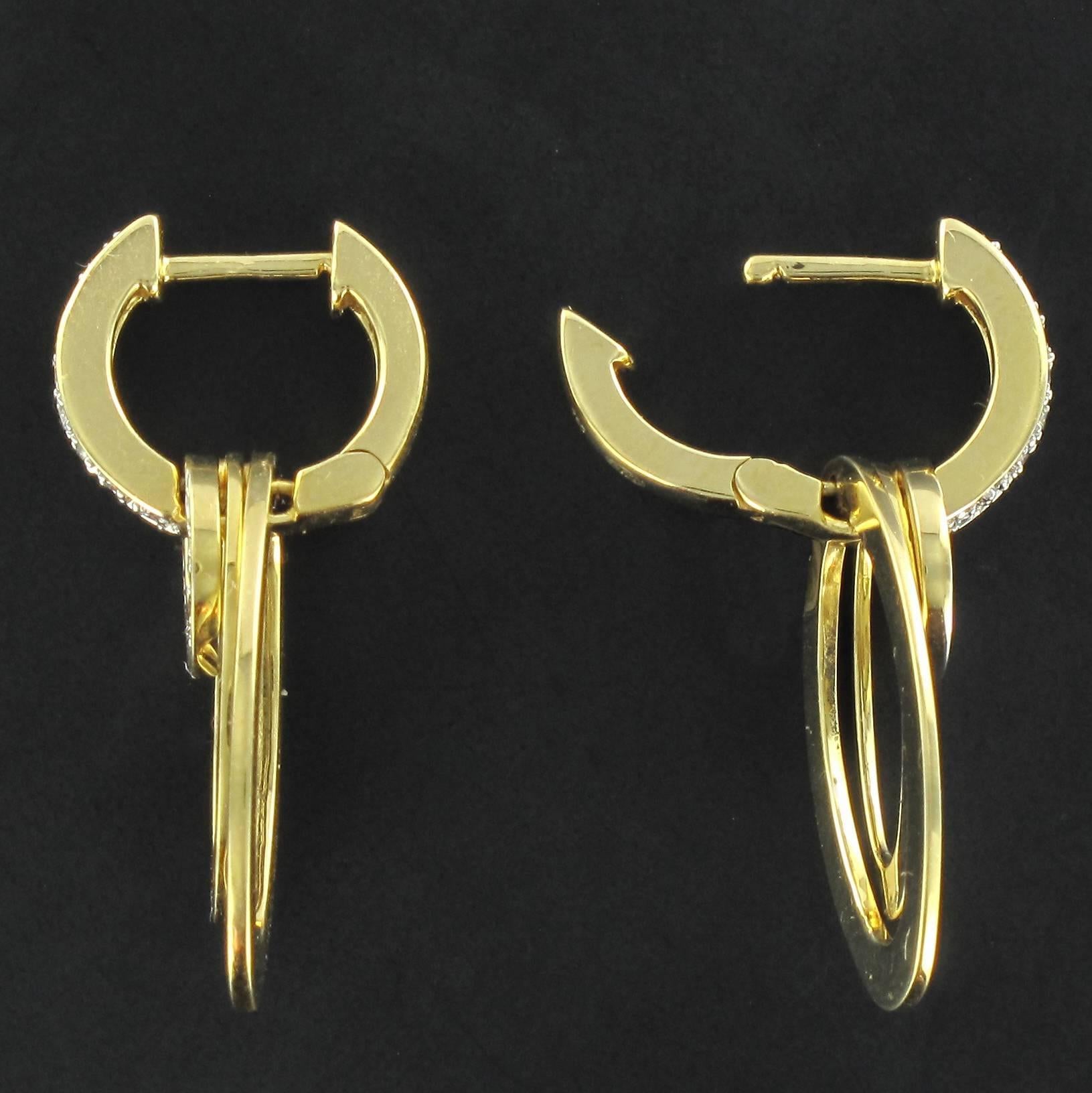 Modern 18 Carat Gold and Diamond Dangle Earrings 1