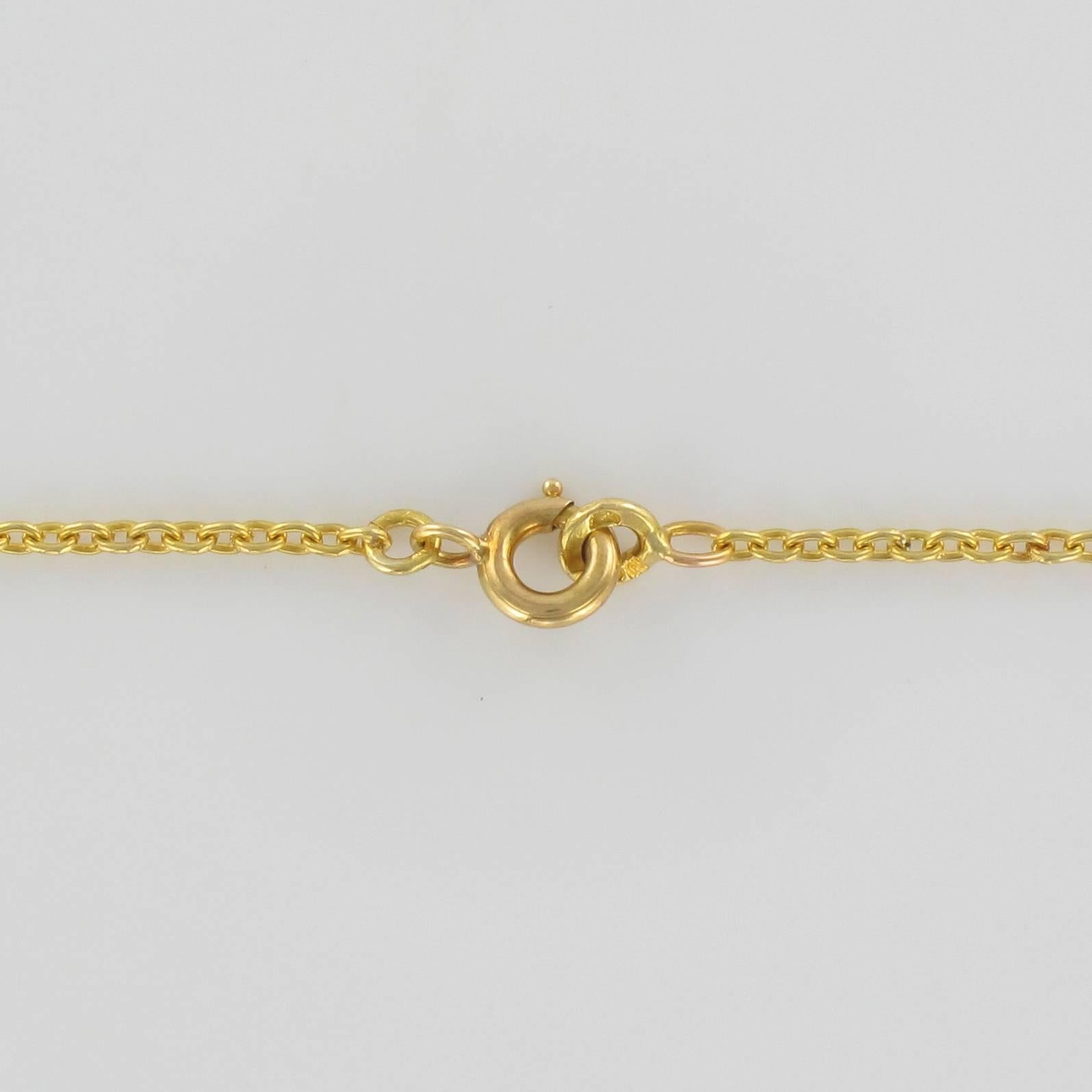 Französische 1950er Jahre 18 Karat Gelbgold Rosa Spinell Perlen Draperie Halskette im Angebot 9