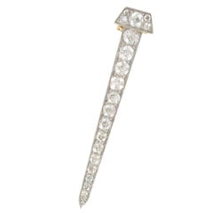 French Napoleon III Diamond Platinum and Gold Spike Brooch