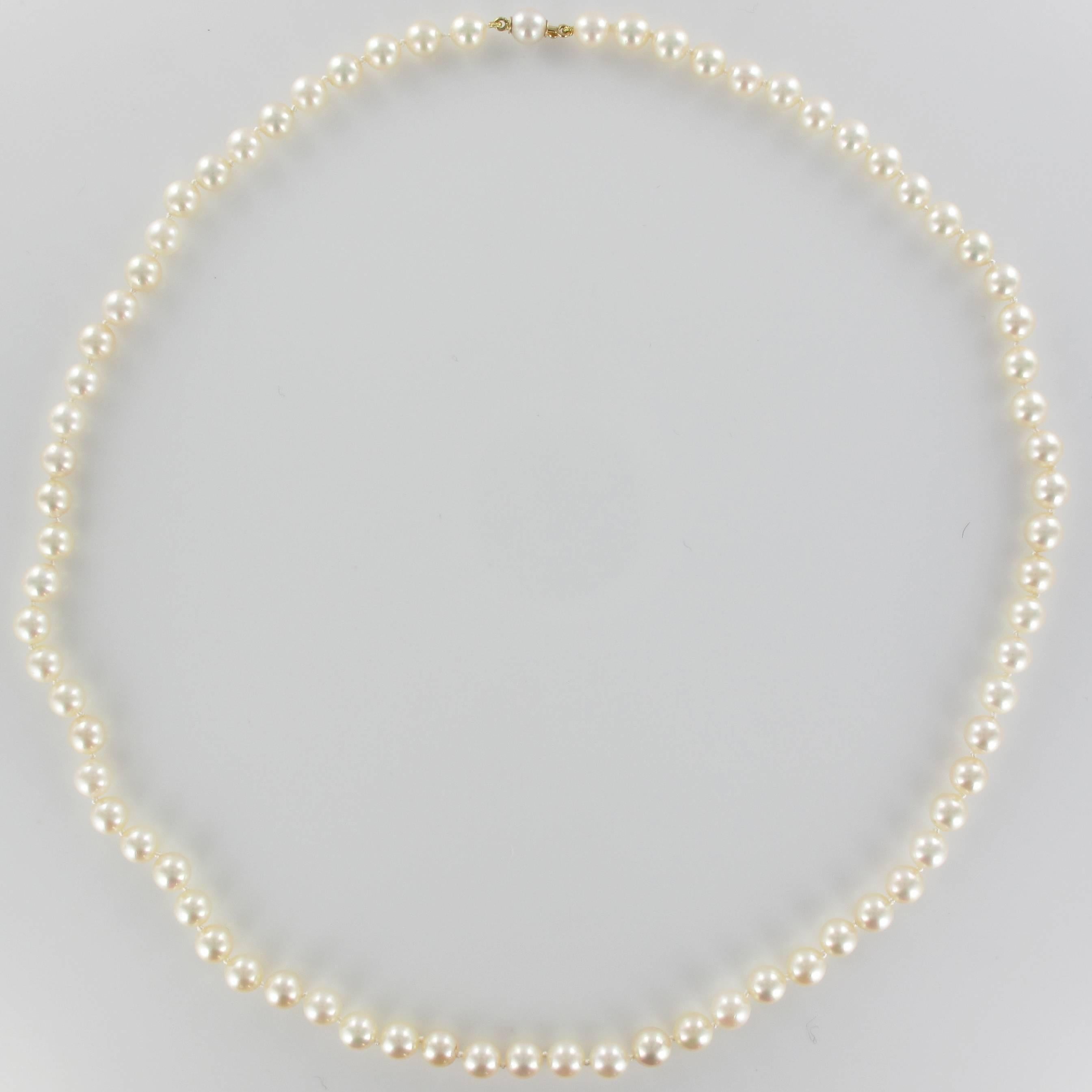 Bead French 1950s Japanese Cultured Pearls Chocker Necklace For Sale