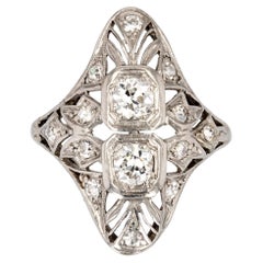 Vintage 1930s Art Deco Diamonds Openwork Platinum Ring