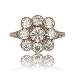 Bague marguerite en or jaune 18 carats et platine avec diamants de 2,43 carats