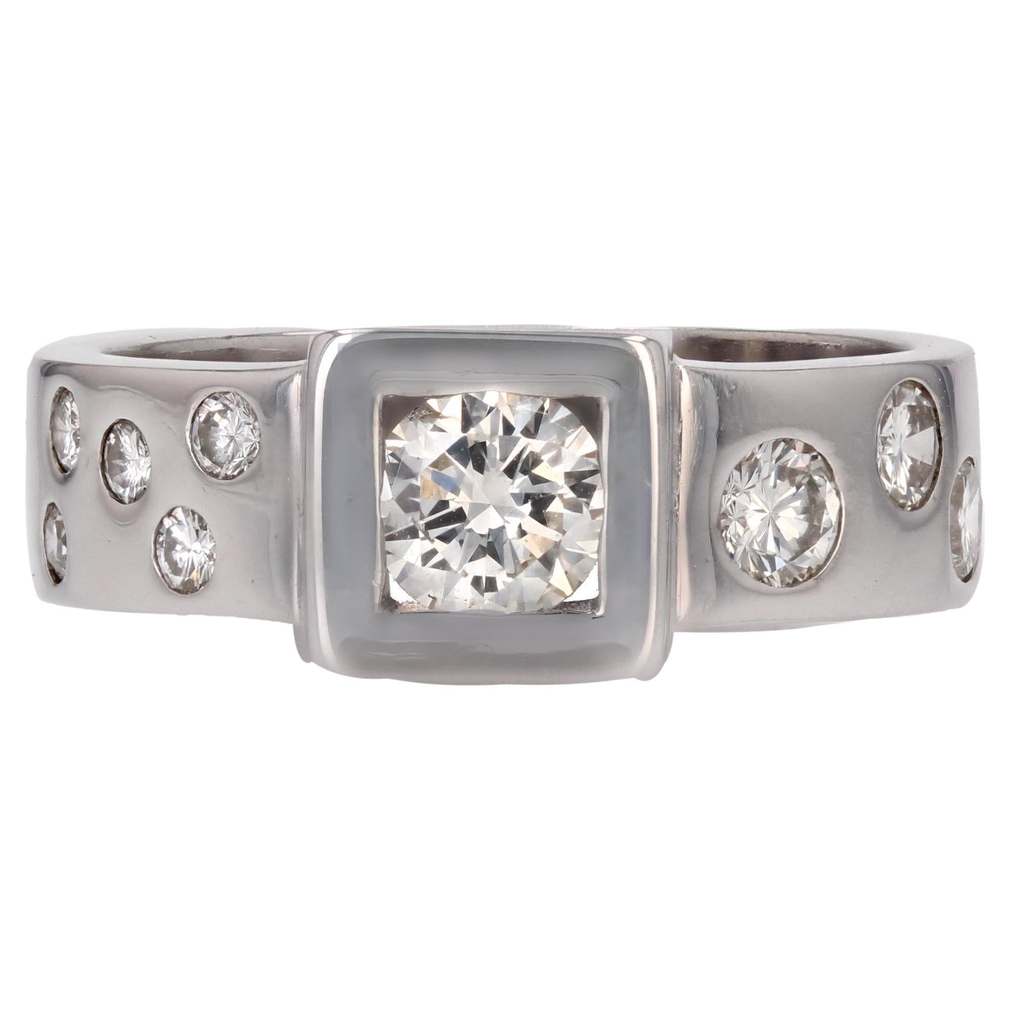 Modernist Diamonds 18 Karat White Gold Ring For Sale