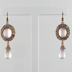 Modern Sapphire Garnet Rose Quartz Silver Earrings