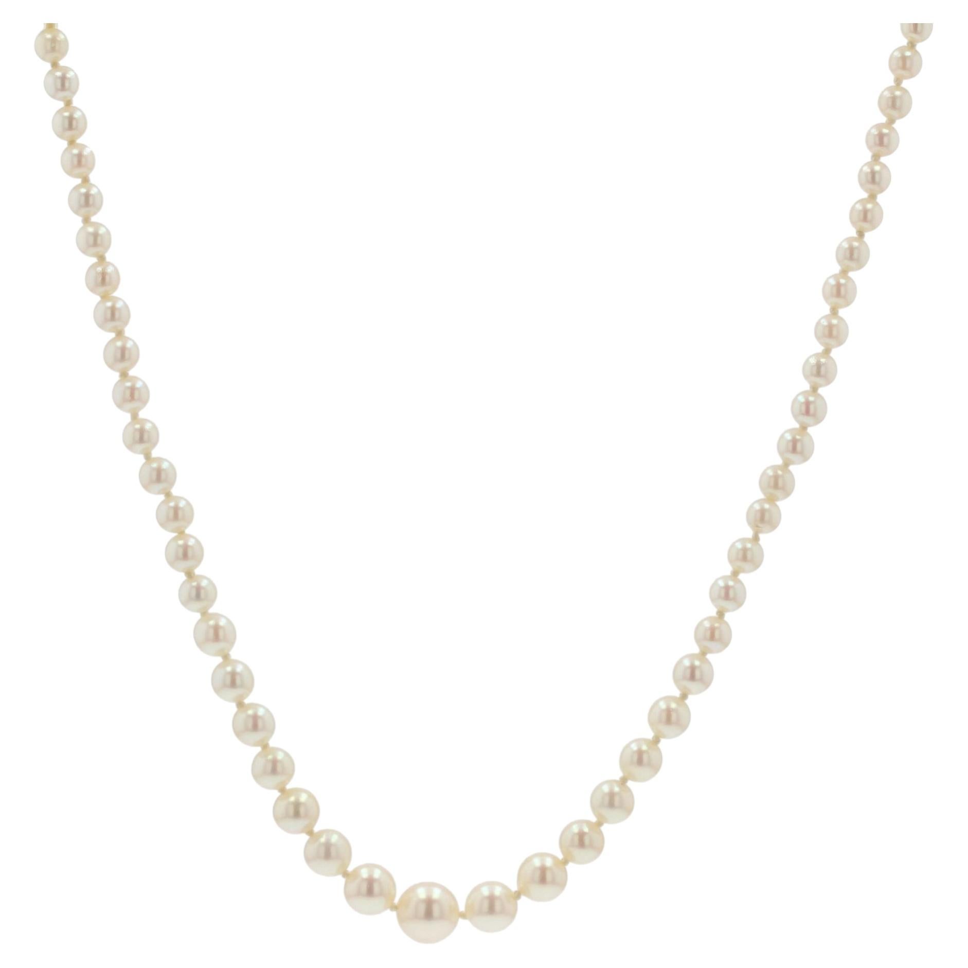 Collar de perlas cultivadas francesas japonesas orientales blancas nacaradas de los años 50